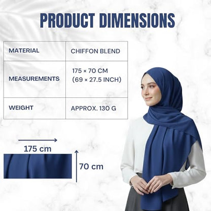 NOOR Chiffon Hijab Set for Women - Pack of 5 Lightweight Non-Slip Scarves, Premium Breathable Fabric, Gift-Ready Packaging - color: Mix Colors 11