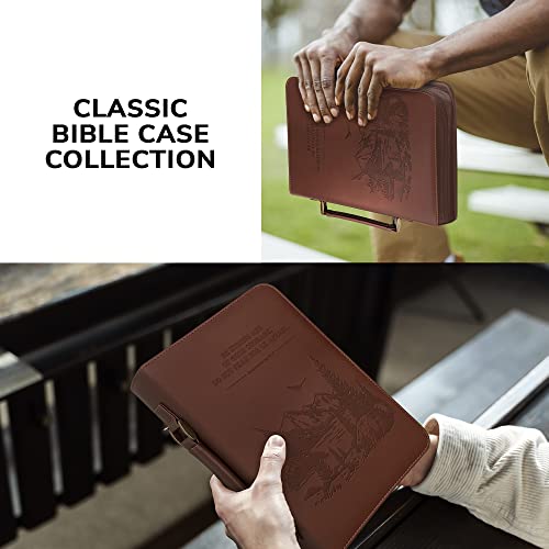 DEHITE Bible Cover Case for Men – Bible Carrying Case for Men – Brown Extra Large Holder – Bag Fits Book 11.12 x 8 x 2.12 in – Pen Slots – Zippered Pocket – Premium Faux Leather – Christian Gift - size: Extra Large Brown
