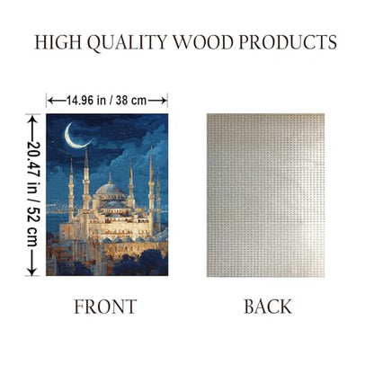 Crescent Moon Islamic Ramadan EID Islam Jigsaw Puzzle - 500 Pieces Wooden Puzzle for Adults, Wall Art Gift, Finished Size: 20 x 15 Inch - color: Crescent Moon Islamic Ramadan Eid - 500 Pieces