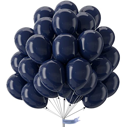 PartyWoo Navy Blue Balloons 50 pcs 12 Inch Matte Dark Blue Latex Helium Balloons for Graduation New Year Weddings Father's Day Sports Theme Baby Shower Birthday Party Decorations Blue-Y72 - color: Blue-y72