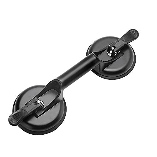FCHO Glass Suction Cups Heavy Duty Aluminum Handle Glass Holder Hooks to Lift Large Glass/Moving Glass/Pad for Lifting/Dent Fixer | Heavy Duty Aluminum Glass Suction Cup Lifter, With Gripping Hooks, For Large Glass Moving, Dent Repair Tool - color: Black-
