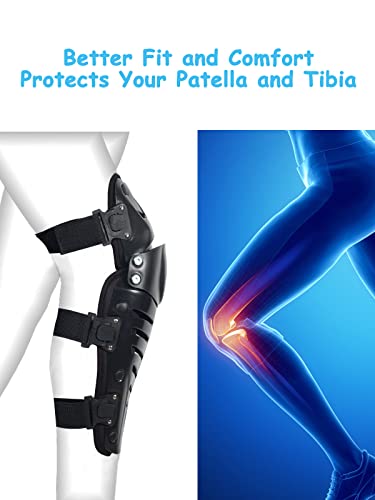 RIDBIKER Motorcycle Knee Shin Guards for Men, Bendable MTB Knee Pads | Long leg coverage with crash-proof protection. Flexible bendable design. Adjustable straps. Knee Protection for motocross - color: Black/Regular