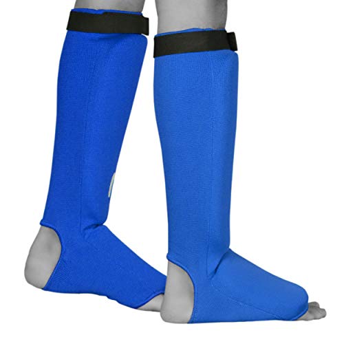 UFG Ultimate - Cloth Shin Instep Guard - Karate MMA Boxing Muay Thai Training Protection - color: Blue, size: Large-X-Large