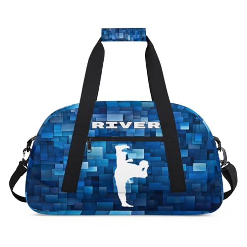 Custom Sports Gym Bag for Boys Training Bag, White Taekwondo Blue | Personalized Named Practice Travel Overnight Training Bag - color: Color 2