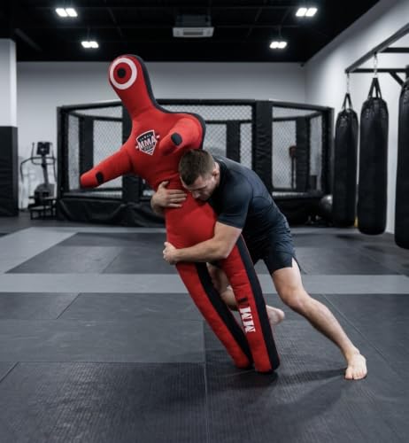 MMA Sports Brazilian JIU Jitsu Grappling Submission Throwing Dummy Punching Heavy Bag Kick Boxing Dummies UNFILLED - color: Red-3, size: 6ft, style: Standing