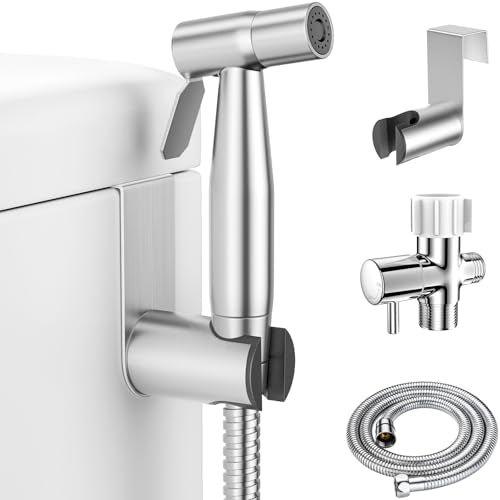 Handheld Bidet Sprayer for Toilet-Adjustable Water Pressure Jet Spray with Bidet Hose for Feminine Wash, Stainless Steel Muslim Shower Toilet Bidet Cloth Diaper Sprayer Set, Used for RV Toilets - color: Brushed Nickel, size: 1 Pack