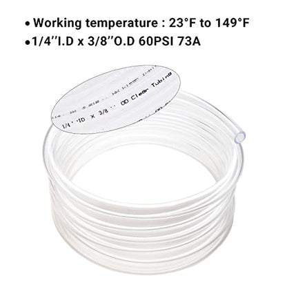 Clear Vinyl Tubing 1/4" ID × 3/8" OD -25 Ft 60PSI | Flexible Lightweight Plastic Tube, BPA Free Non-Toxic, Multipurpose Hybrid Reinforced Clear Tubing for Transfer Water Air Oil - size: 1/4’‘, style: 25 feet