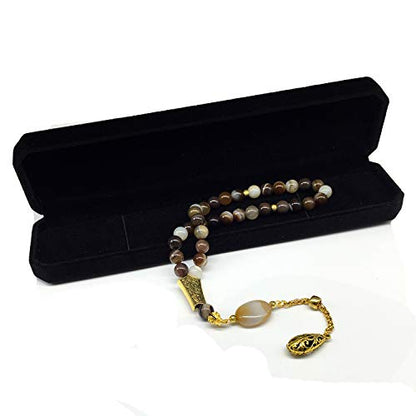-ELEGANCE COLLECTION- Prayer Beads-Tesbih-Tasbih-Tasbeeh-Misbaha-Masbaha-Subha-Sebha-Sibha-Rosary (BANDED AGATE Stone (8mm -33 Beads))