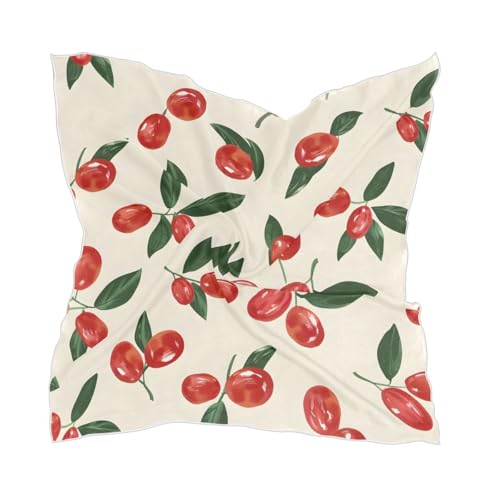 Bolaz Women's Square Silk Hair Scarves and Wraps Headscarf Abstract Head Neck Scarf Bandana 24inch - color: Red Dates Cherry Tomato