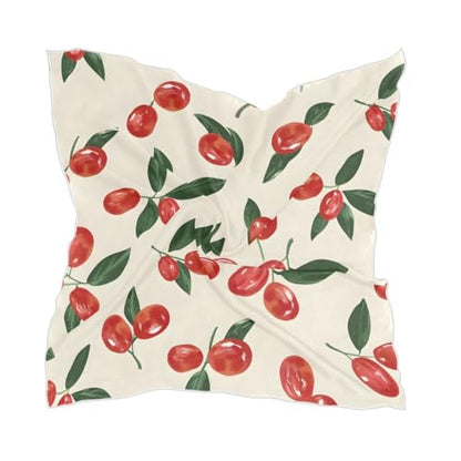Bolaz Women's Square Silk Hair Scarves and Wraps Headscarf Abstract Head Neck Scarf Bandana 24inch - color: Red Dates Cherry Tomato
