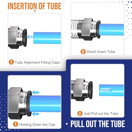 1/2 Push to Connect Fittings npt Thread to 1/2 Air Line quick | Pneumatic Tubing Hose 1/2 OD Tube to 1/2 npt, Male Elbow 90 Degree Straight Coupler - size: 1/2"OD x 1/2"NPT