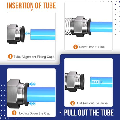 1/2 Push to Connect Fittings npt Thread to 3/8 Air Line quick | Pneumatic Tubing Hose 3/8 OD Tube to 1/2 npt, Male Elbow 90 Degree Straight Coupler - size: 3/8"OD x 1/2"NPT
