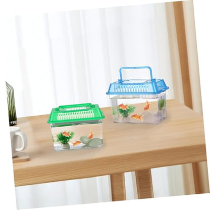 TOYANDONA 4pcs Portable Handheld Aquarium with Handle Turtle Box Feeding Case for Reptiles and for for Shrimp and Tortoise Breeding