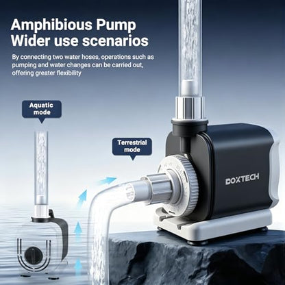 Aquarium Water Pump 265GPH, Submersible/External 15W fountain pump | Adjustable flowultra quiet with 3 Nozzles, For fish tanks fountains hydroponics,Dual-use design - size: 15w