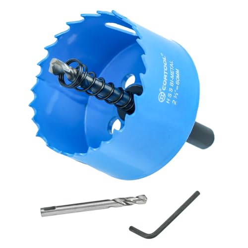 2-3/8 Inch Hole Saw with Arbor for Metal and Wood Cutting, Bi-Metal Hole Cutter, 2-3/8" Hole Saw Kit for Drywall, Wood, PVC Boards, Fiberglass and Vent Pipes - style: 2-3/8"（60mm）