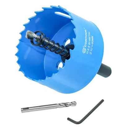 2-3/8 Inch Hole Saw with Arbor for Metal and Wood Cutting, Bi-Metal Hole Cutter, 2-3/8" Hole Saw Kit for Drywall, Wood, PVC Boards, Fiberglass and Vent Pipes - style: 2-3/8"（60mm）