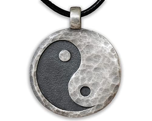 Baldur Jewelry Viking Wolf Yin Yang Necklace, Brass Norse Pendant - color: Yin Yang Necklace - 925 Silver