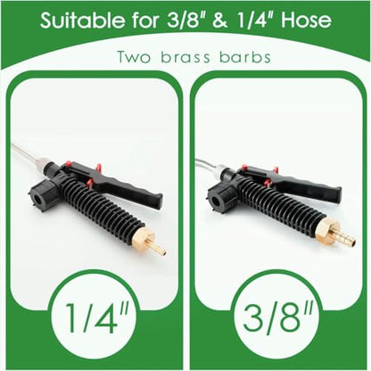 Acid Resistant Sprayer Wand with 4 Types of Nozzles, Pump Replacement Sprayer Wand with 1/4" & 3/8" Brass Barbs and 2 Hose Clamps