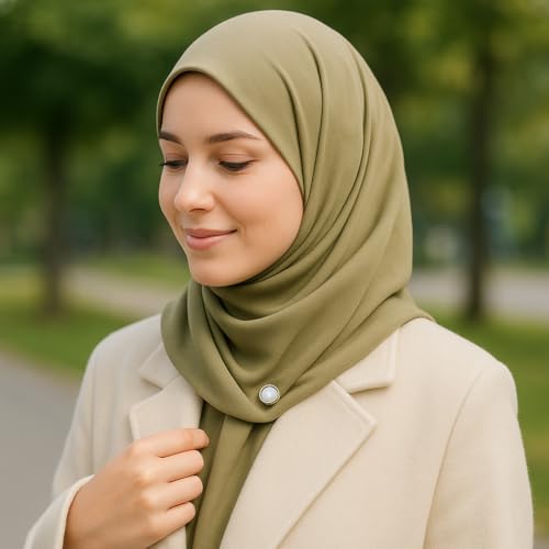 No Snag Hijab Magnets 4 Piece Set Strong Magnetic Pins for Scarves and Clothes Pinless Scarf Magnets Brooch Clasp Converter Magnetic Clips for Shawls Blouses Gift Mirror Included