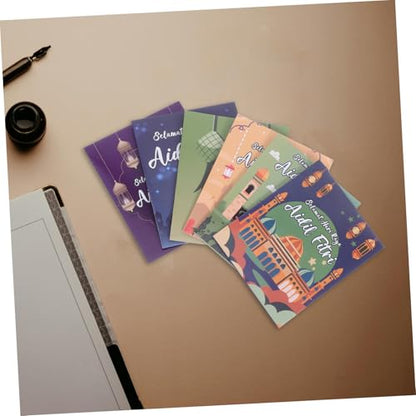 TEHAUX 6pcs Eid Money Envelopes Sturdy Paper Unique Eid Designs for Cash Ample Storage for Generous Gifting for Celebrations and Muslim Festivals