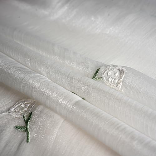 Shinny Threat Hijab Flower Embroidery Shawl Scarf Summer Cool Headwrap | Shinny Threat, Flower Embroidery - color: White
