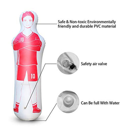 SUNSHINEMALL Inflatable Tackling Dummies for Football Practice Poles,Soccer Training Equipment Wall Dummy Goalkeepr Mannequin Basketball Defender Tumbler for Dribbling Passing Drills - color: Red
