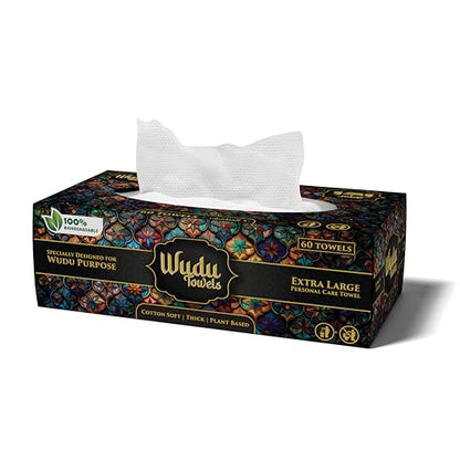 Wudu Towel After Ablution – 60 Count (Pack of 1) – Biodegradable Cloth-Based Dry Towels – Islamic Prayer Accessory for Home, Mosques, Travel – Pairs with Prayer Beads, Mats & Qibla Compass - color: Turquoise