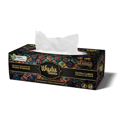 Wudu Towel After Ablution – 60 Count (Pack of 1) – Biodegradable Cloth-Based Dry Towels – Islamic Prayer Accessory for Home, Mosques, Travel – Pairs with Prayer Beads, Mats & Qibla Compass - color: Turquoise