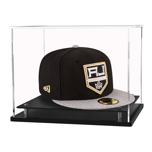 WANLIAN Clear Hat Display Case,Self-Assembly Acrylic Baseball Cap Holder Stand with Stainless Steel Risers, Perfect for Sports Caps & Mini Helmets (Assembly Required) - size: 8.6x7.9x7 inch