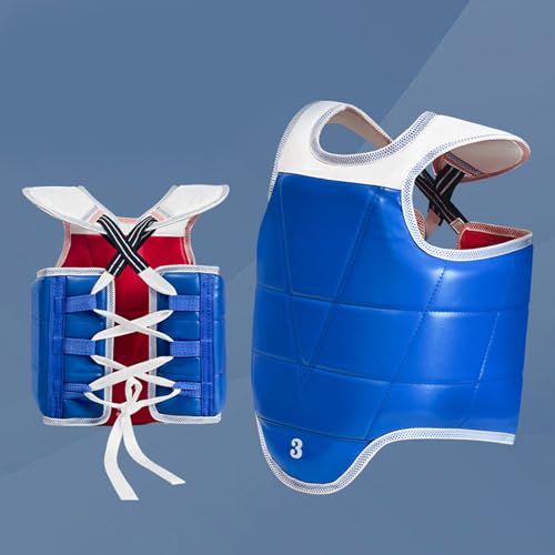 Taekwondo Chest Guard Breathable Polyester Adjustable Fit Training Gear Leather Taekwondo Protectors Perfect for Adults PU Martials Art Chest Guard Adjustable - size: X-Large