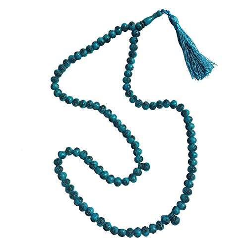 MUSLIM Basmallah Turquoise Blue Plastic Tasbih with 8mm Beads - Sturdy Prayer Beads Sibha Subha - BismillahirRahmanirRahim on Each Bead in GIFT BOX