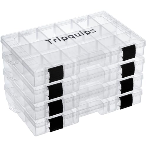 Tripquips 3600 Tackle Trays, Plastic Storage Organizer Box with Removable Dividers - Tackle Boxes - Fishing Tackle Storage - 3700 Tackle Trays - 2 Packs/4 Packs Box Organizer - color: 3600(4 packs)