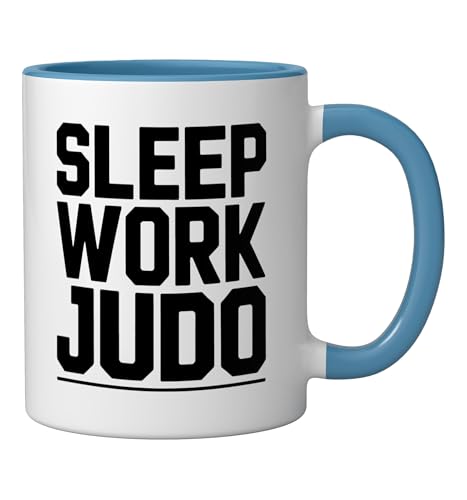 Judo Dad Life Humor Between Work Sleep Mat Time Martial Arts Ceramic Mug, Blue/White - color: Blue/White