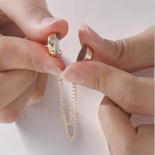 2026 Upgrade Multi-Function Magnetic Clothing Clips, 6 PCS Magnetic Clothing Clips with Chain, Strong Hem & Hijab Clips with Chain for Women’s Pants Jeans Shirts Sweaters, Fix Cuffs Long Pants (B) - color: B
