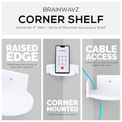 BRAINWAVZ 4” Small Floating Shelf, Adhesive & Screw in, for Bluetooth Speakers, Cameras, Plants, Toys, Books & More, Easy to Install Shelves Wall Mount (White) - color: 4" Round