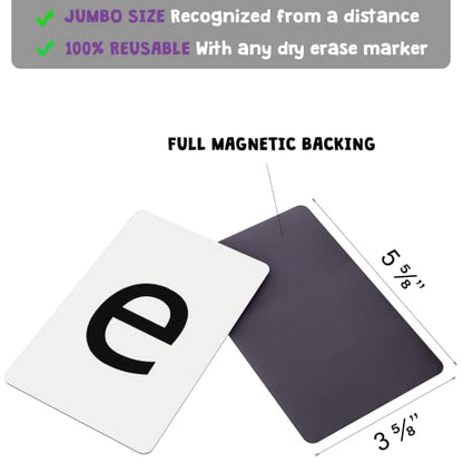 Attractivia Magnetic Big Alphabet ABC Flash Cards - 52 Sturdy Uppercase & Lowercase Large Letters, Black - for Classroom Teachers, Homeschool, ESL, Kids and Adults - style: Black Uppercase & Lowercase