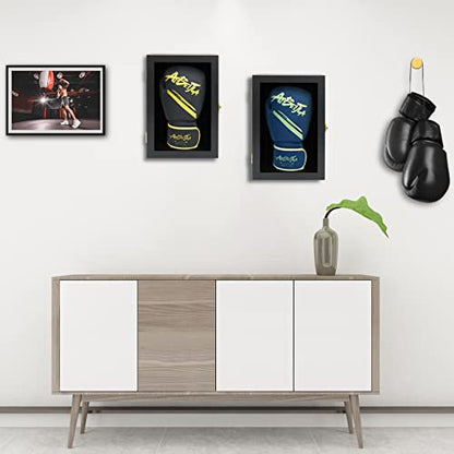Boxing Glove Display Case Wall Mount Lockable Full Size pro UV Protected Clear Acrylic Holder Box for Baseball Boxing Signed Glove (Black - Single Glove) - color: Black - Single Glove