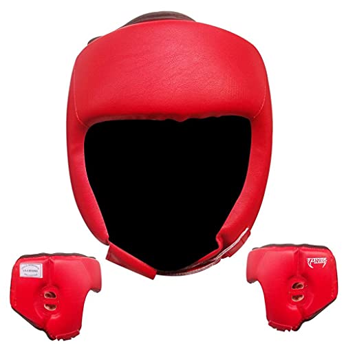 Ultimate - Pro Training Head Guard - Open Face - Boxing MMA Muay Thai Training - color: Red, size: Large-X-Large