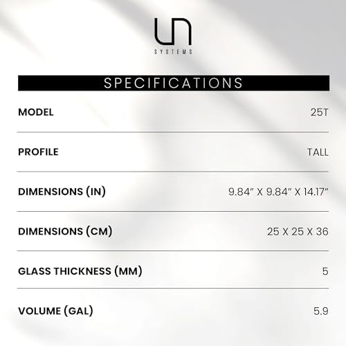 UNS Ultra Clear Rimless Tank - 5.9GAL | 22.5L - 9.84x9.84x14.17 | 25x25x36 CM, 5mm Glass Thickness, Leveling Mat Included - Low Iron, High Clarity Fish Tank w/ 45° Mitered Edge - [25T] - size: [25T] - 5.9 Gal - 9.84 x 9.84 x 14.17 in