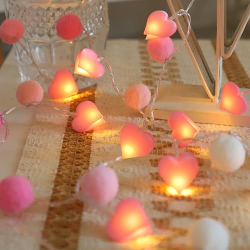 ChiRee 9.85Ft Valentines Day String Lights with 20 Pink Heart LEDs Lights - color: Pink-Pink Heart