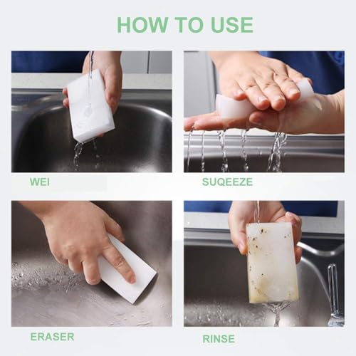Magic Sponge Eraser 100 Pack Extra Thick and Long Lasting Melamine Sponges in Bulk - Multi Surface Power Scrubber Foam Cleaning Pads - Bathtub, Floor, Baseboard, Bathroom, Wall Cleaner - size: 100 Count (Pack of 1)