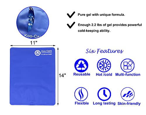 Koo-Care 2 Large Gel Ice Packs for Injuries Reusable Hot Cold Pack Wrap with Strap - Flexible Cold Compress for Shoulder Rotator Cuff, Hip, Knee Replacement Pain Relief Post-Surgery Recovery 11" x 14" - size: 11" x 14" (3-Piece Set)
