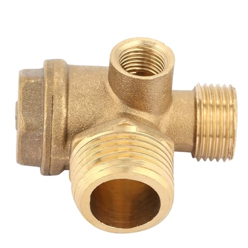 Central Pneumatic Compressor Parts, Air Compressor Check Valve, 3 Port Brass Air Compressor Male Threaded, for Tube Connector Tool