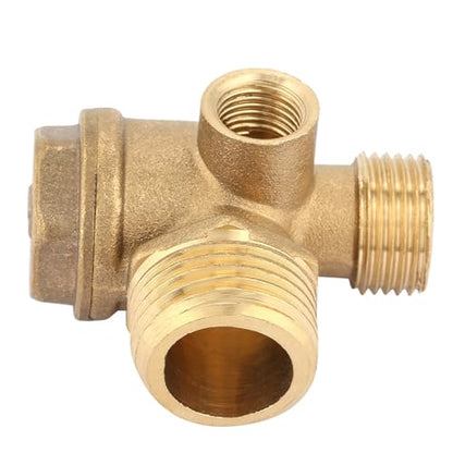 Central Pneumatic Compressor Parts, Air Compressor Check Valve, 3 Port Brass Air Compressor Male Threaded, for Tube Connector Tool