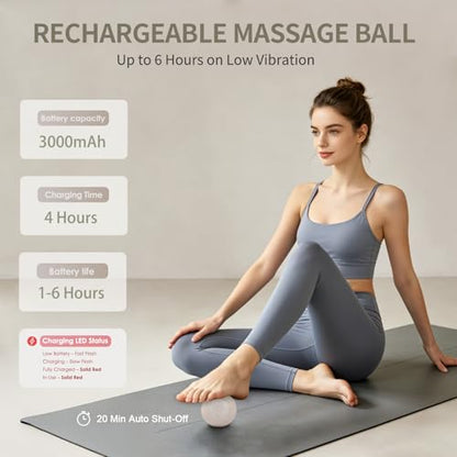 Heating Vibrating Massage Ball with 7 Modes & Memory Function for Myofascial Release, Deep Tissue and Trigger Point Muscle Therapy - Targets Back, Hip, Leg, Neck & Foot (Beige) - color: Beige