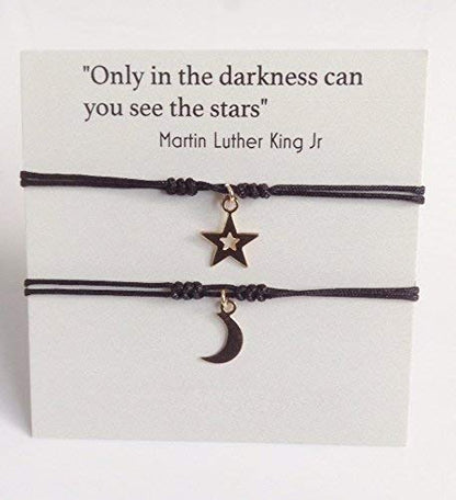 Moon and Star Friendship String Bracelet for 2 Gift for Friends