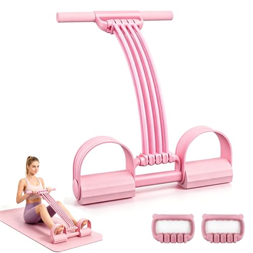 Pedal Resistance Bands with Handles, 2026 New 3 in 1 Multifunction Yoga Resistance Band, Upgrate 8 Tube Exercise Band, Stretching Workout Fitness Bands for Abdomen, Waist, Arm, Leg - color: Pink