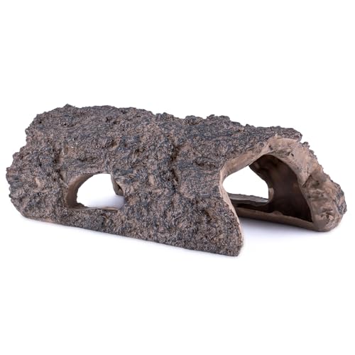 Natural Reptile Hide Basking Platform, Hideout Decor for Aquarium, Fish Tank, Bearded Dragon, Gecko, Shrimp, Betta (Faux Wood Tree Cave, Medium) - color: Faux Wood Tree Cave, size: Medium