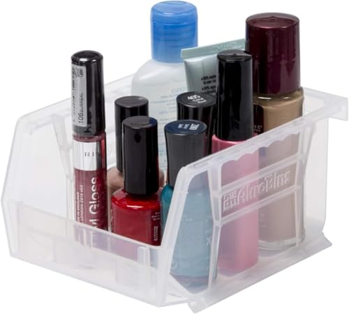 Akro-Mils 30210 AkroBins Plastic Storage Bins, 5"x4"x3", Clear, 24-Pack | Space-Saving Stackable Bins for Garage, Pantry, Craft Organization - color: Clear