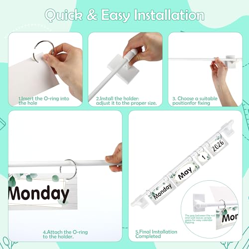 Eucalyptus Magnetic Flip Calendar for Classroom, Adjustable Rod - color: 12-2